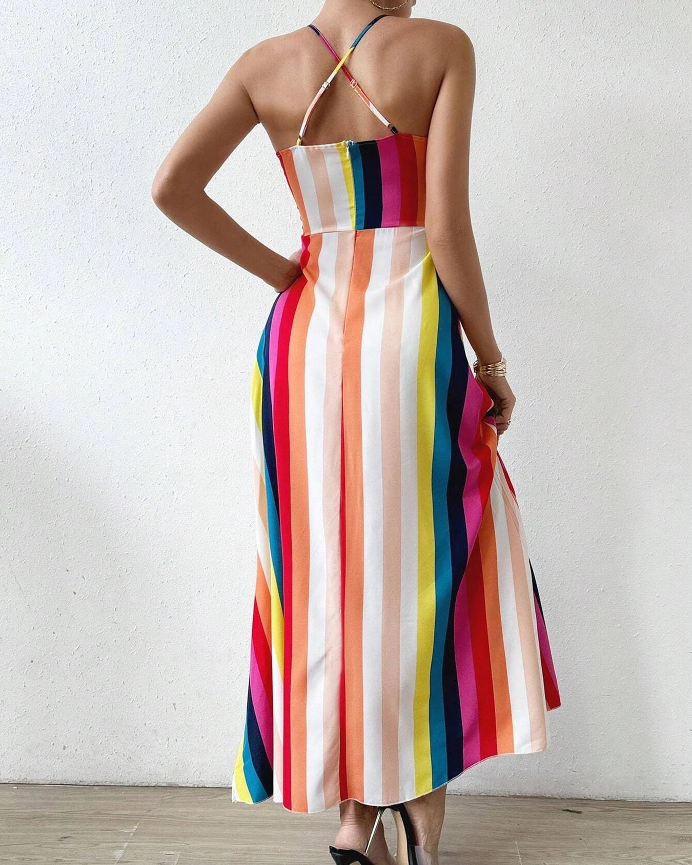 Women's Summer Ethnic Pattern Backless Split Thigh Dress