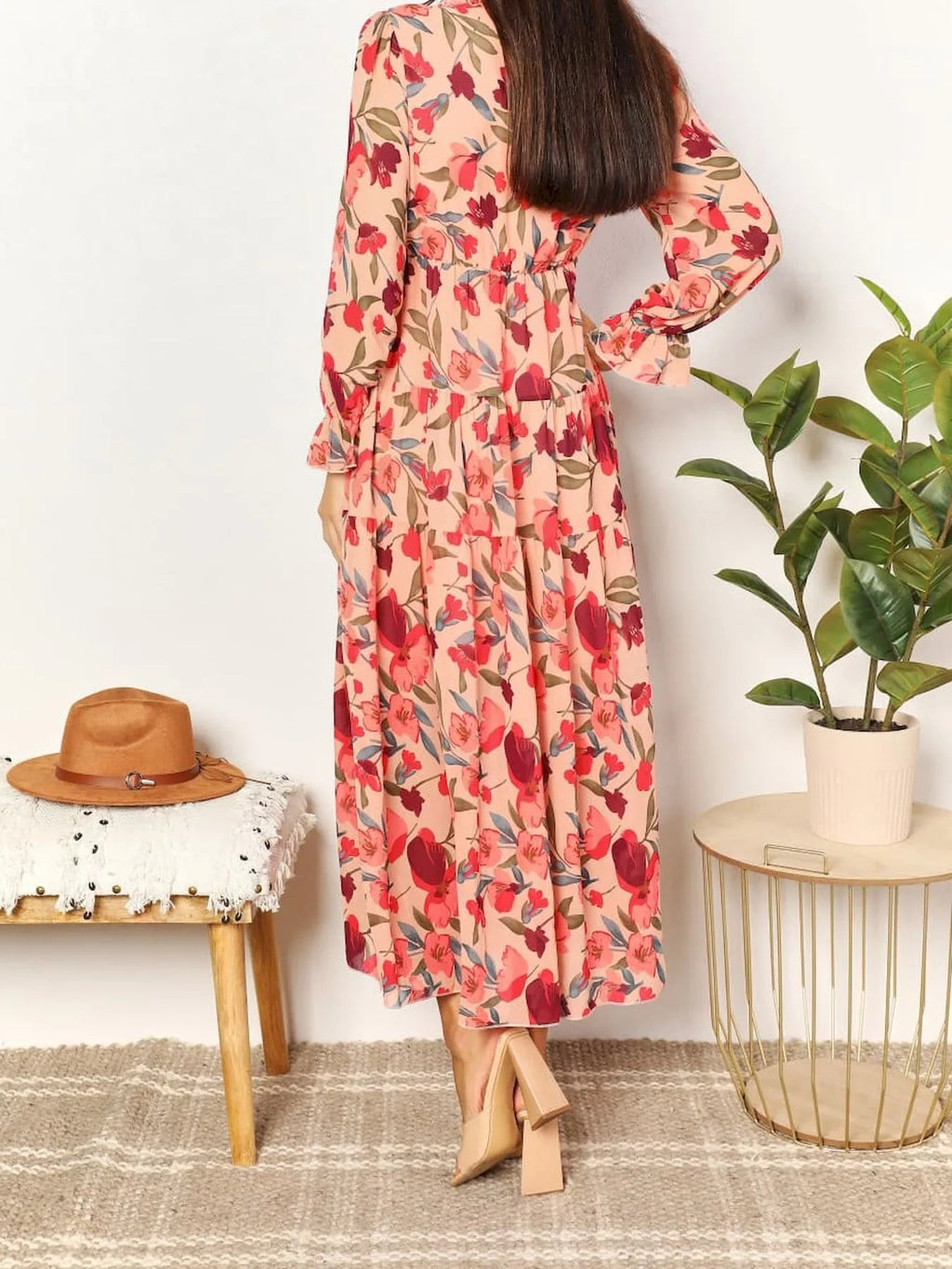Bohemian Knot-Front Tiered Maxi Dress